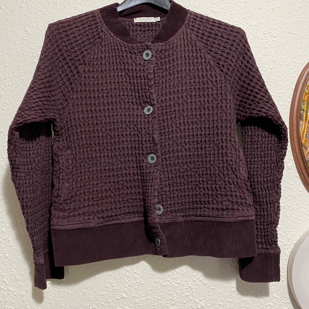 Mododoc‎ Los Angeles women's S Textured Waffle Knit Button Front Cardigan
